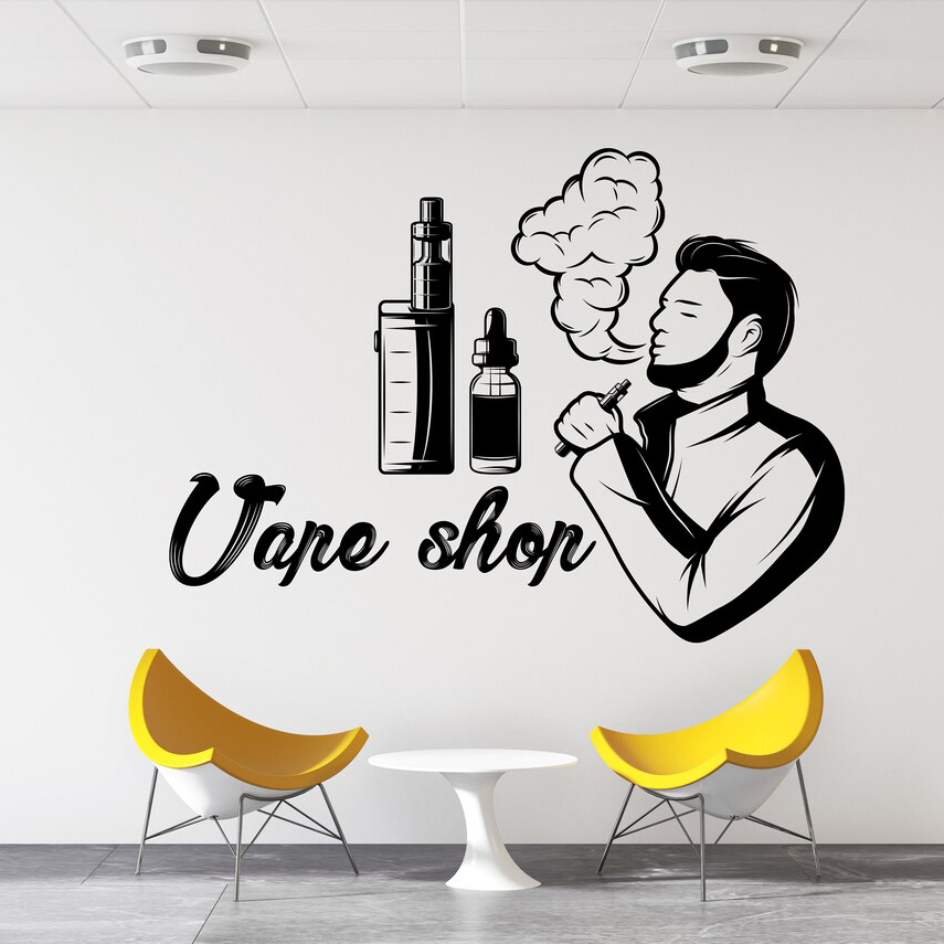 Vaping Store - Vape Shop Wall Decal Janela Adesivo,