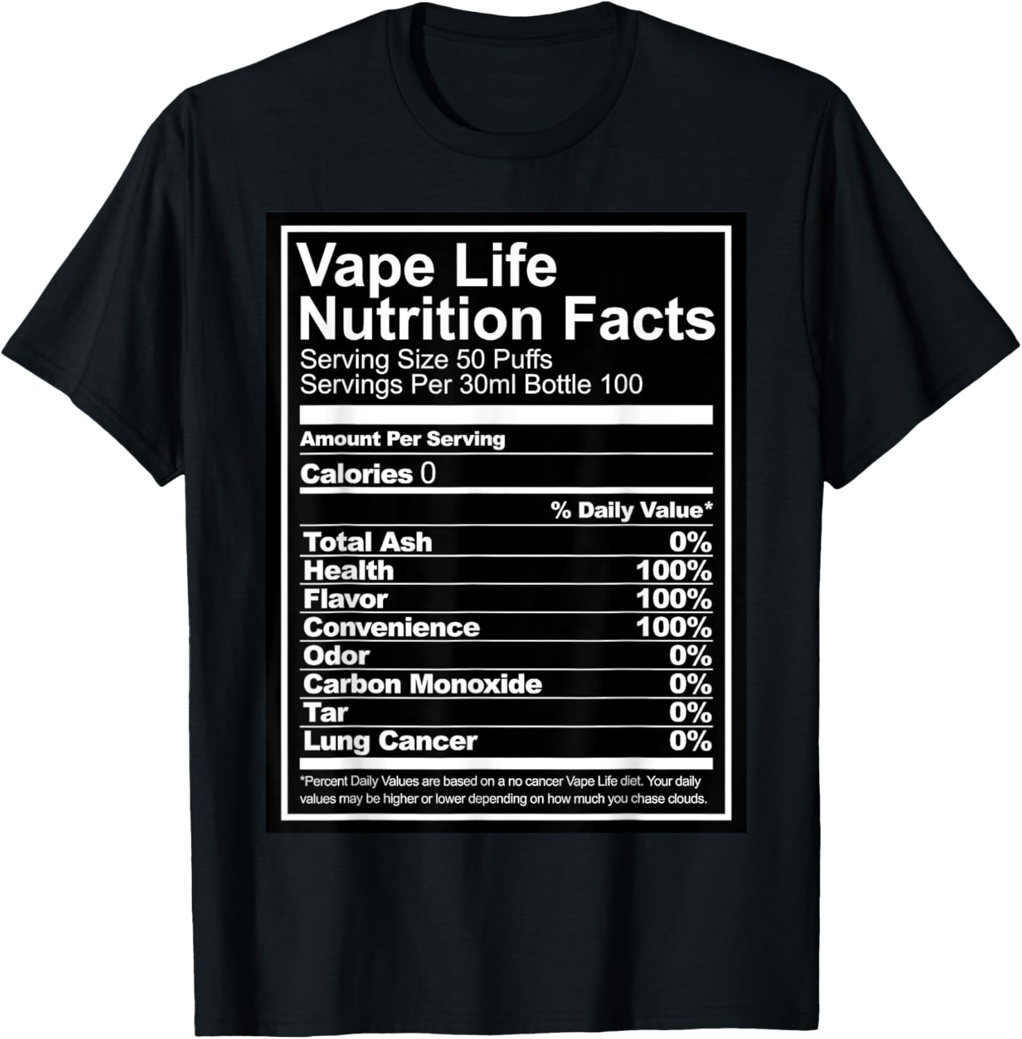 Vaping Shop - Vape Life Nutrition Facts Camiseta gráfica