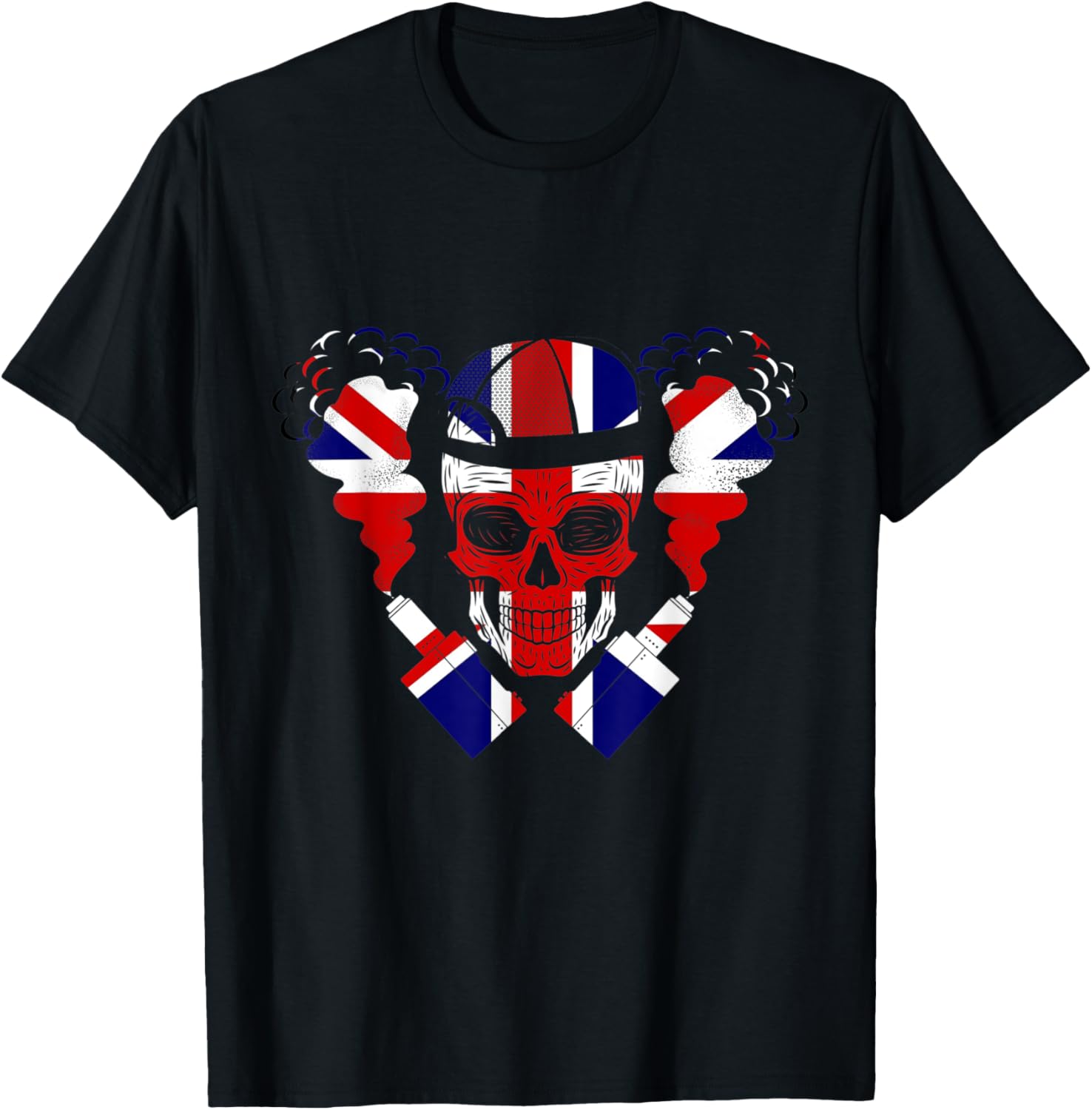 Union Jack Skull Vaping Camise - Vaping Jack avaliação e preço